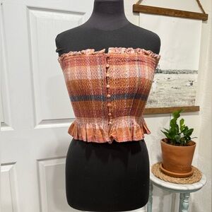 Plaid Ruffled Off-Shoulder Top by American Eagle